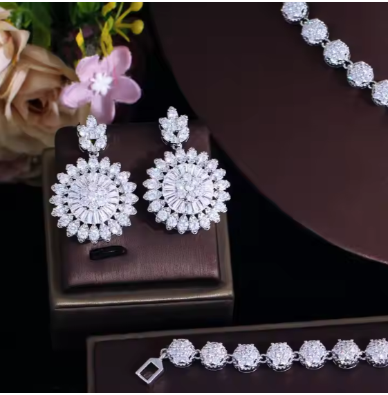 Zircon Jewelry Set/Necklace Earrings Four-Piece Set Digitalshoper