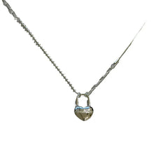 Women's Double-Layer Chain Heart-Shape Lock Necklace S925 Sterling Silver Digitalshoper