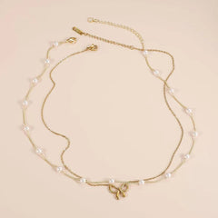 Women's Minimalist And Versatile Pearl Bow Necklace Fashion Jewelry Digitalshoper